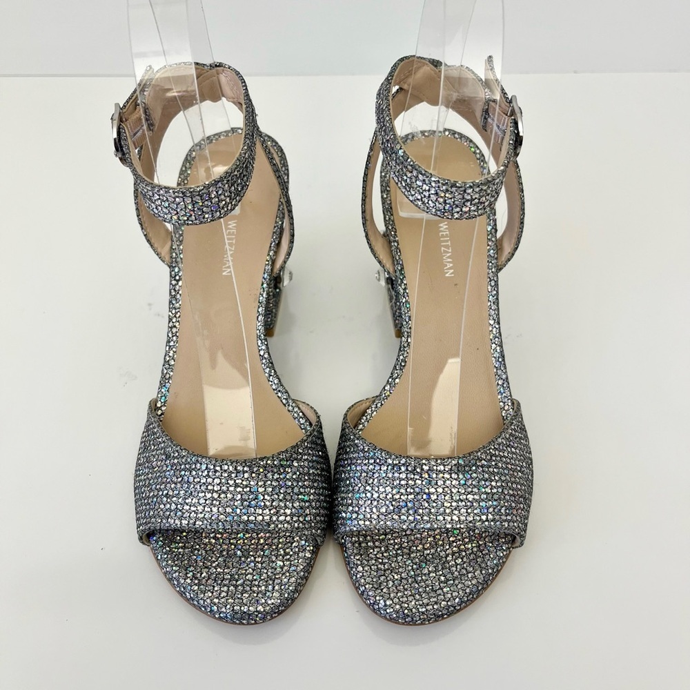 STUART WEITZMAN Alshn Crystal Embellished Block Heel Sandal in Aurora - Picture 6 of 16